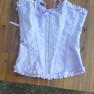 Lavender Corset Top with Ruffle Trim